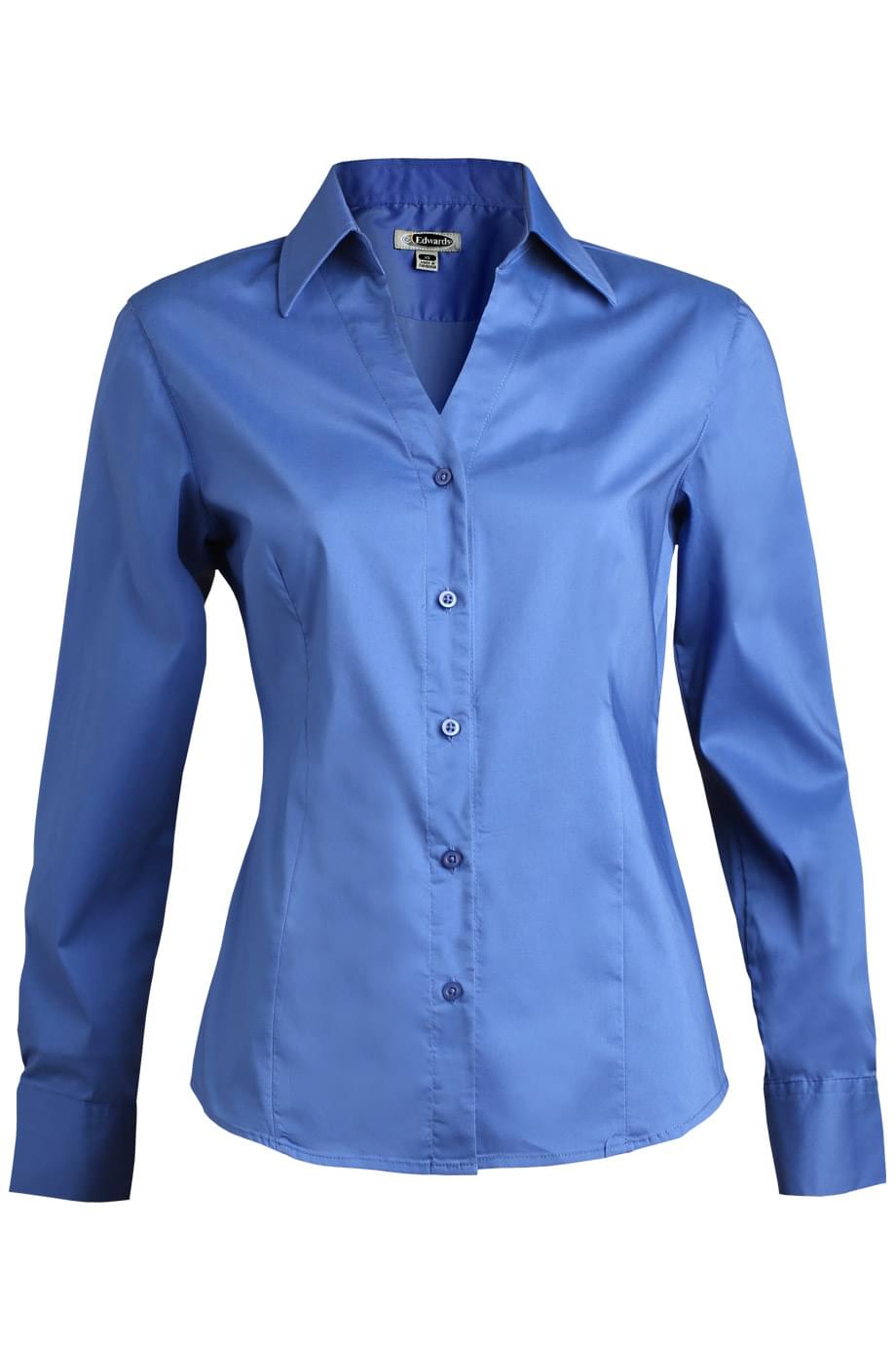 Edwards Garment Stretch Broadcloth Long Sleeve Ladies Shirt