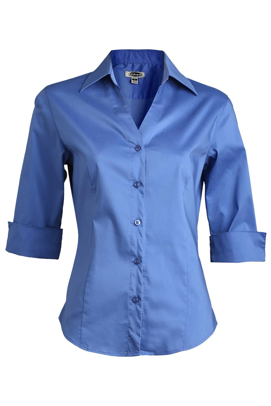 Edwards Garment Stretch Broadcloth Three Quarter Sleeve Ladies Shirt