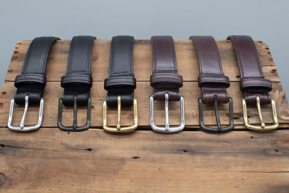 Boston Leather 1-1/2" Feathered Edge Dress Belt