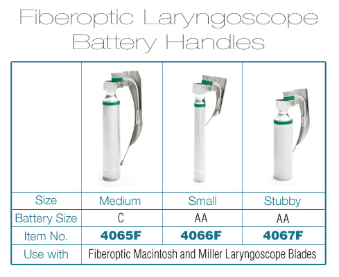 ADC Satin™ Fiberoptic Laryngoscope Handle, Stubby, Knurled Finish