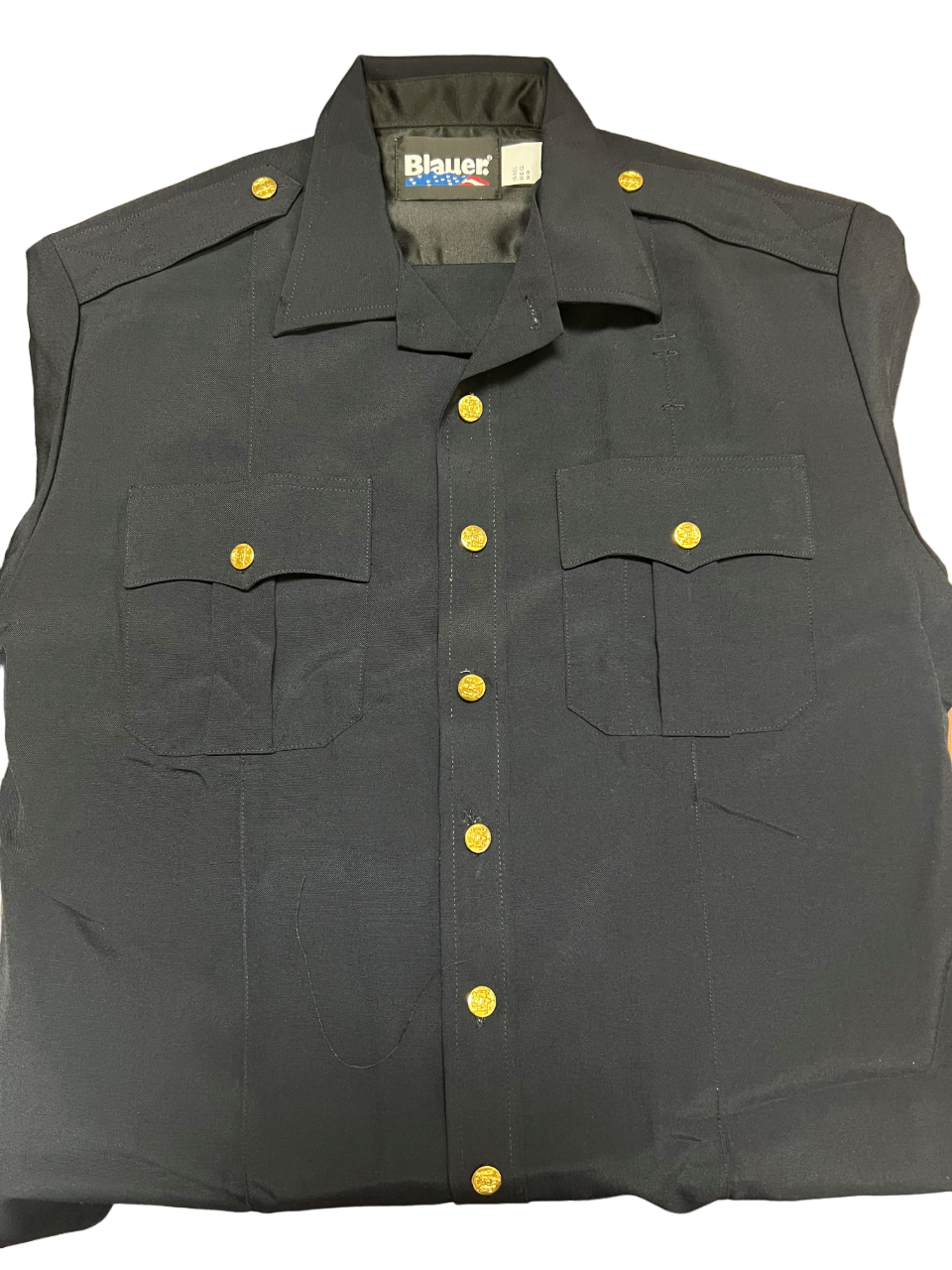 BLAUER SHORT SLEEVE WOOL SHIRT With Gold State Buttons