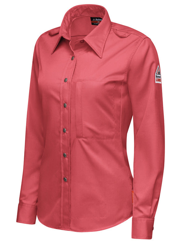 Bulwark IQ Series® Women’s Midweight Comfort Snap-Front Woven Shirt - Red