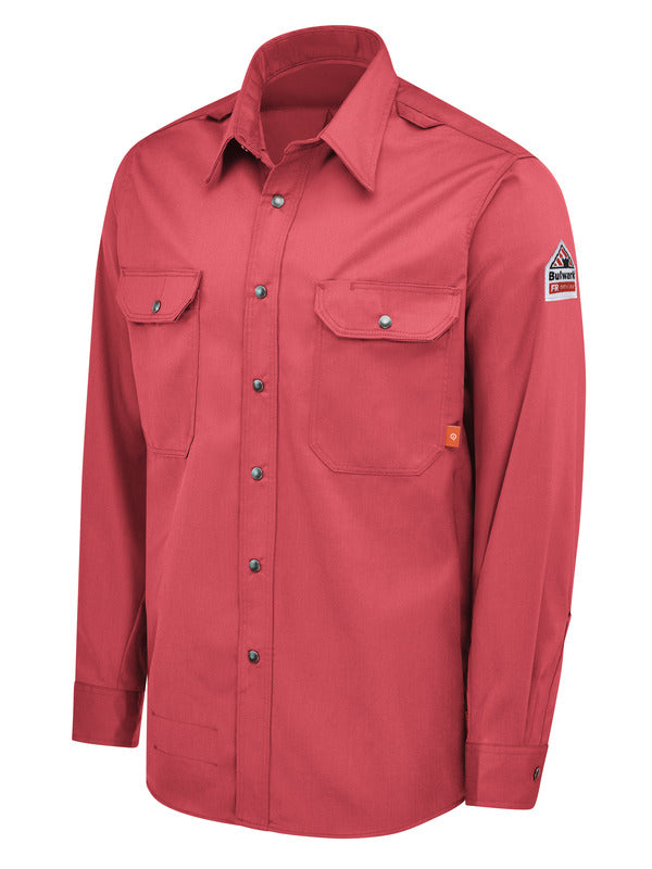 Bulwark IQ Series® Men's Midweight Comfort Snap-Front Woven Shirt - Red