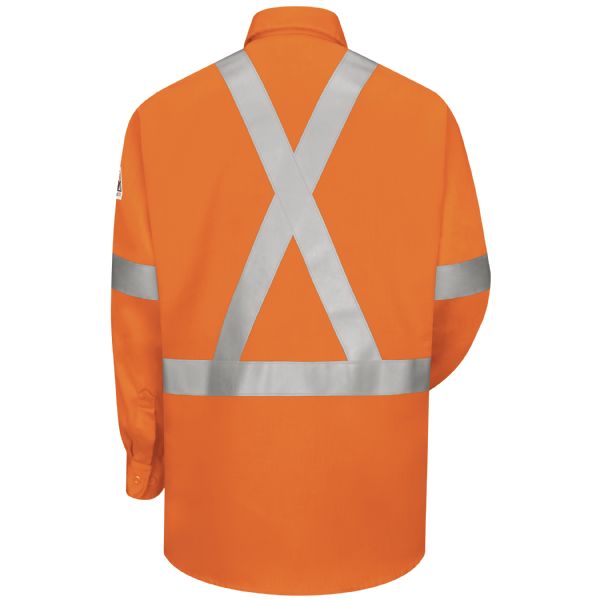 Bulwark Men's Lightweight FR Enhanced Visibility Uniform Shirt with Reflective Trim
