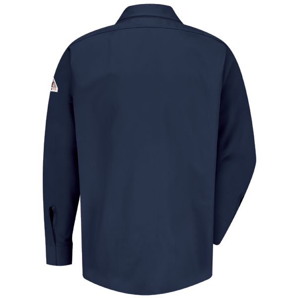 Bulwark Men's Midweight FR Pocketless Concealed-Gripper Work Shirt - Navy