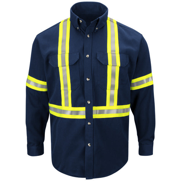reflective dress shirt Men's Hi-Visibility Short Sleeve Work Shirt