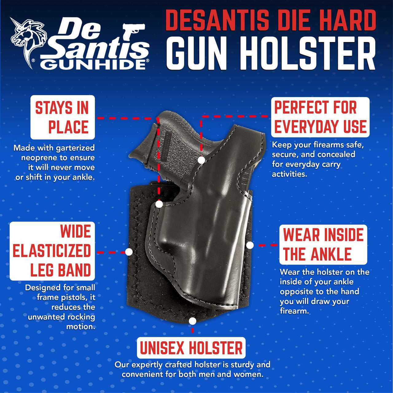 DeSantis GunHide Die Hard Ankle Rig, Taurus Make, Black
