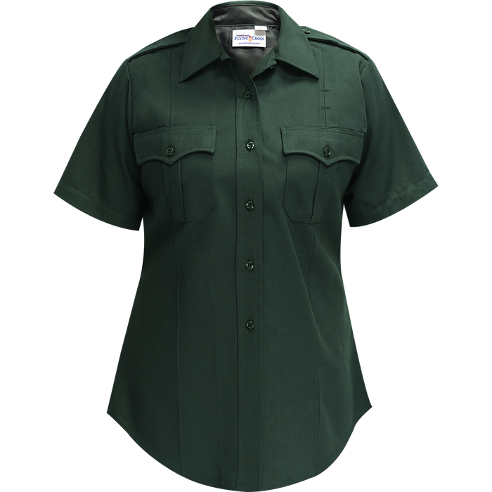 Flying Cross Command 100% Polyester Women's Short Sleeve Shirt W/Zipper Spruce Green