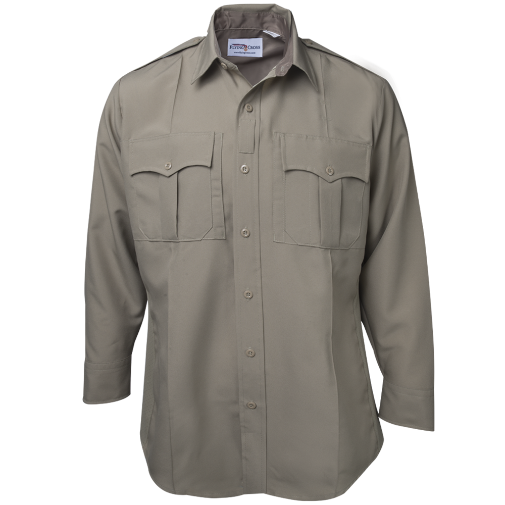 Flying Cross Men's LS Shirt W/Zipper - Silver Tan