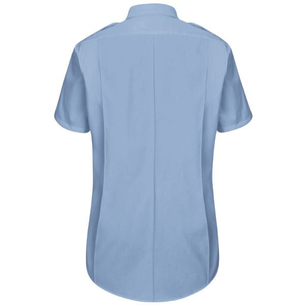 Horace Small Women's New Dimension® Plus Short Sleeve Poplin Shirt - Light Blue