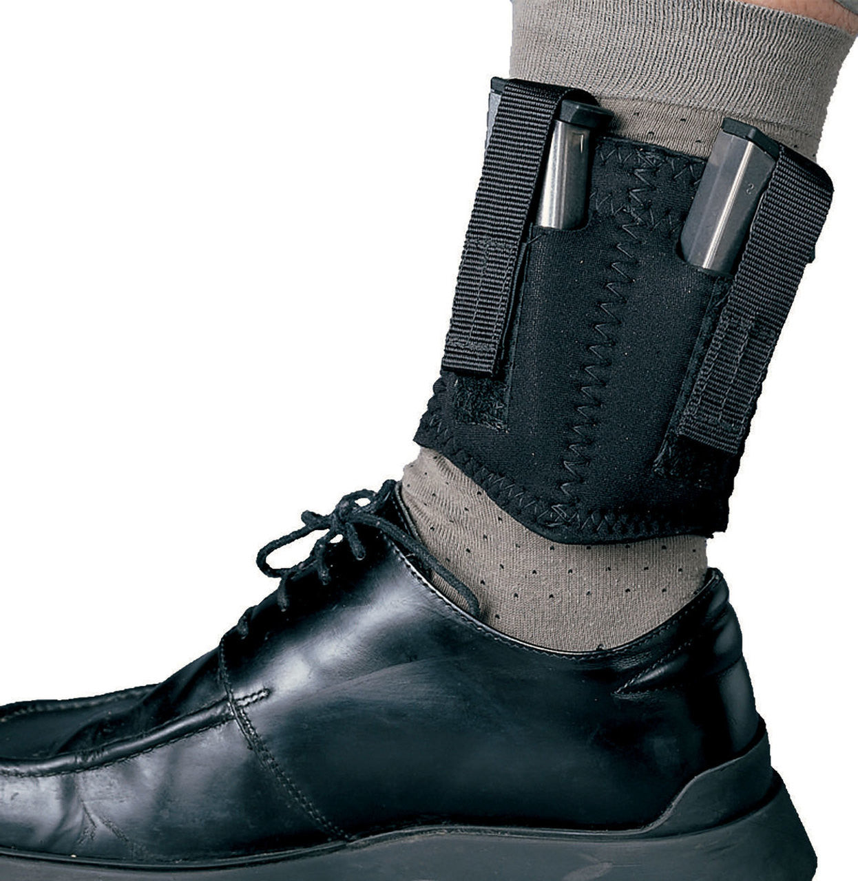 DeSantis GunHide NEOPRENE ANKLE DOUBLE MAGAZINE, Black with Ambidextrous Fit