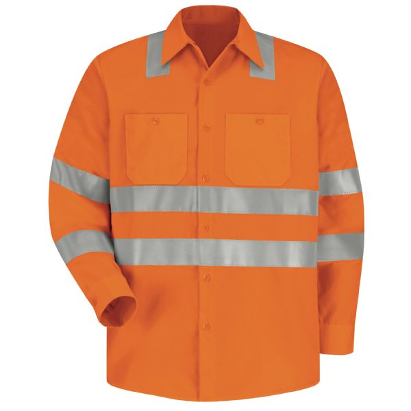 Red Kap Hi-Visibility Long Sleeve Work Shirt Type R, Class Fluor