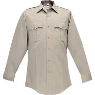 Flying Cross Men's Polyester Cotton Long Sleeve Shirt - Silver Tan
