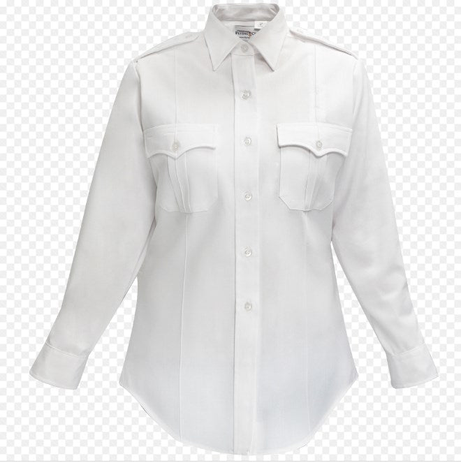 Flying Cross Long Sleeve Polyester Cotton Women's Shirt - White