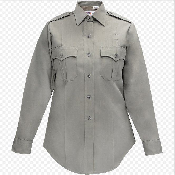 Flying Cross Long Sleeve Polyester Cotton Women's Shirt - Silver/Lt Grey