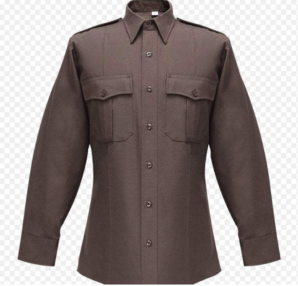 Flying Cross Command 100% Polyester Men's Long Sleeve Shirt w/Zipper - Brown