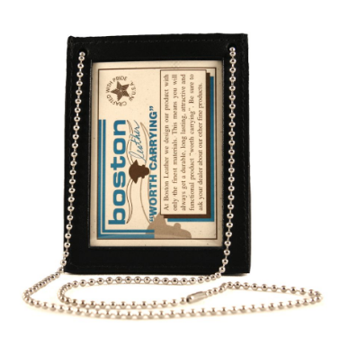 Boston Leather Double ID Neck Chain Holder