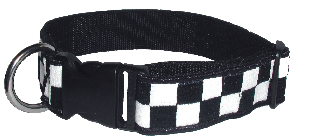 Boston Leather 1-1/2" K-9 Navy & White Nylon Collar