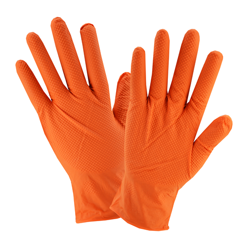 Pack of Two Pairs of Orange Nitrile Disposable Gloves