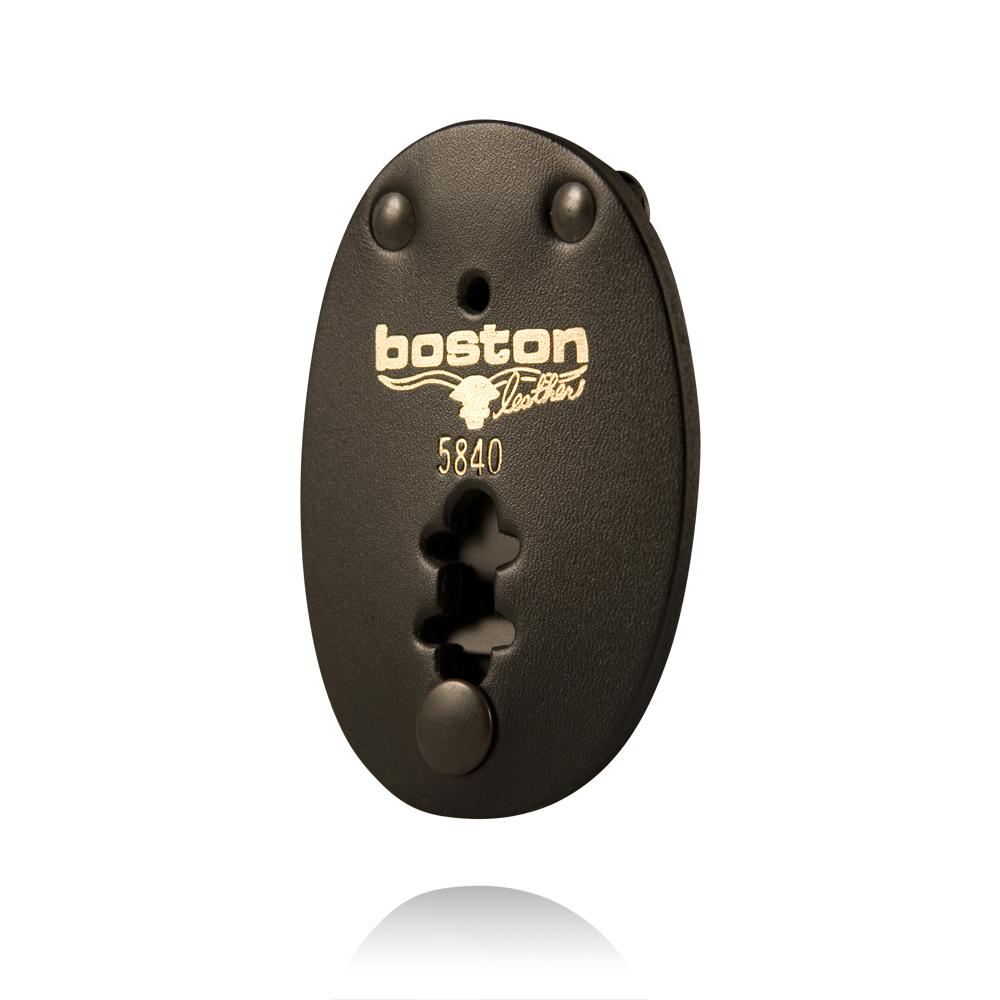Boston Leather Oval Holder w/ Pin-in Snap Closure