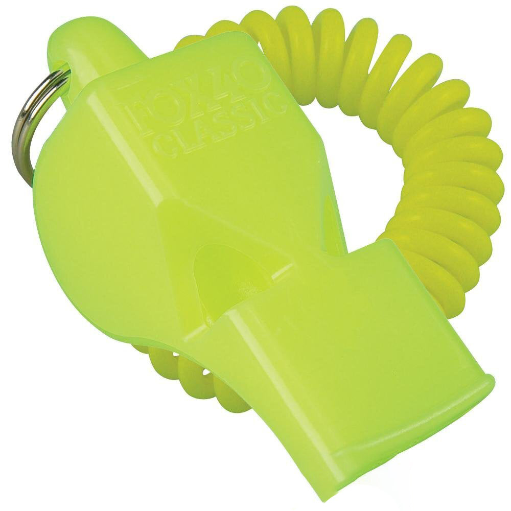 Fox 40 Classic Safety Neon Green Whistle with Coil