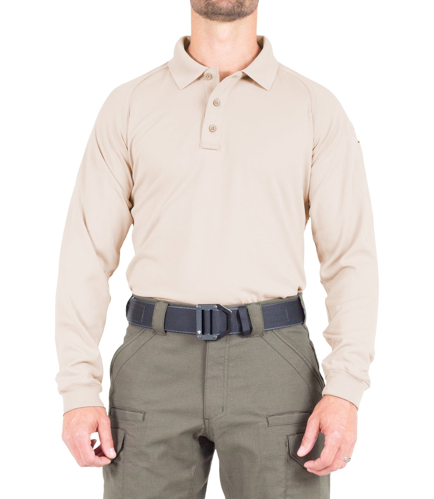 First Tactical Men's Performance Long Sleeve Polo - Khaki