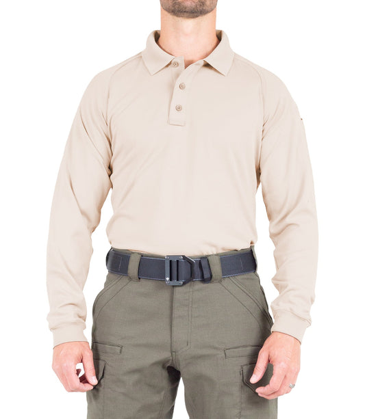 First Tactical Men's Performance Long Sleeve Polo - Khaki