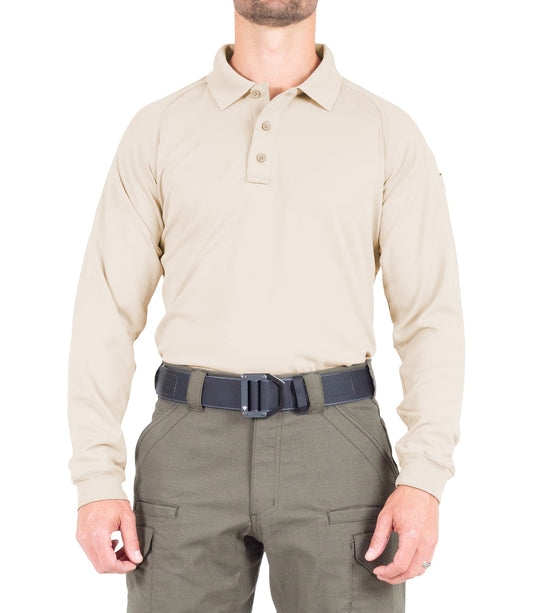 First Tactical Men's Performance Long Sleeve Polo - Silver Tan