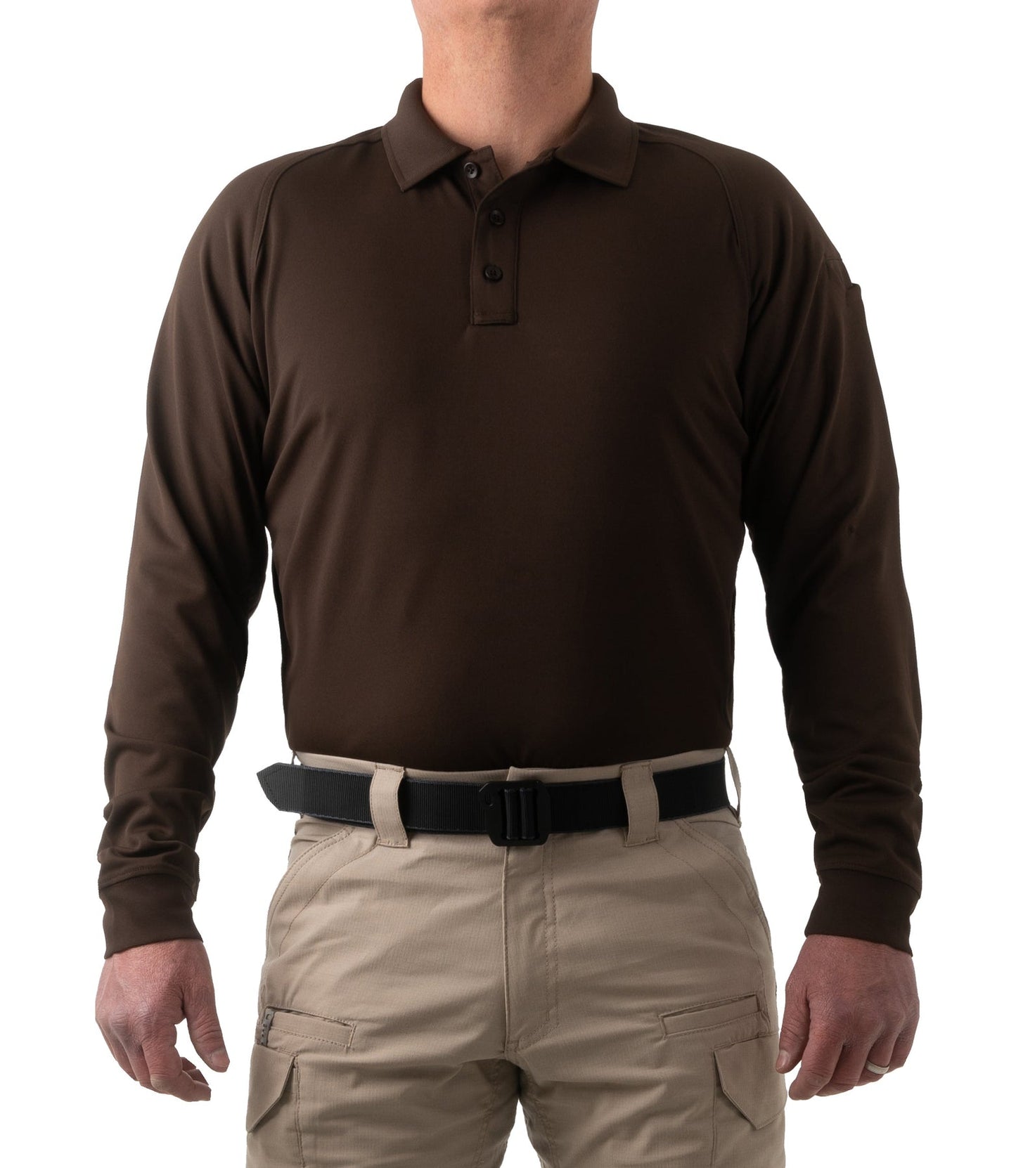 First Tactical Men's Performance Long Sleeve Polo - Kodiak Brown