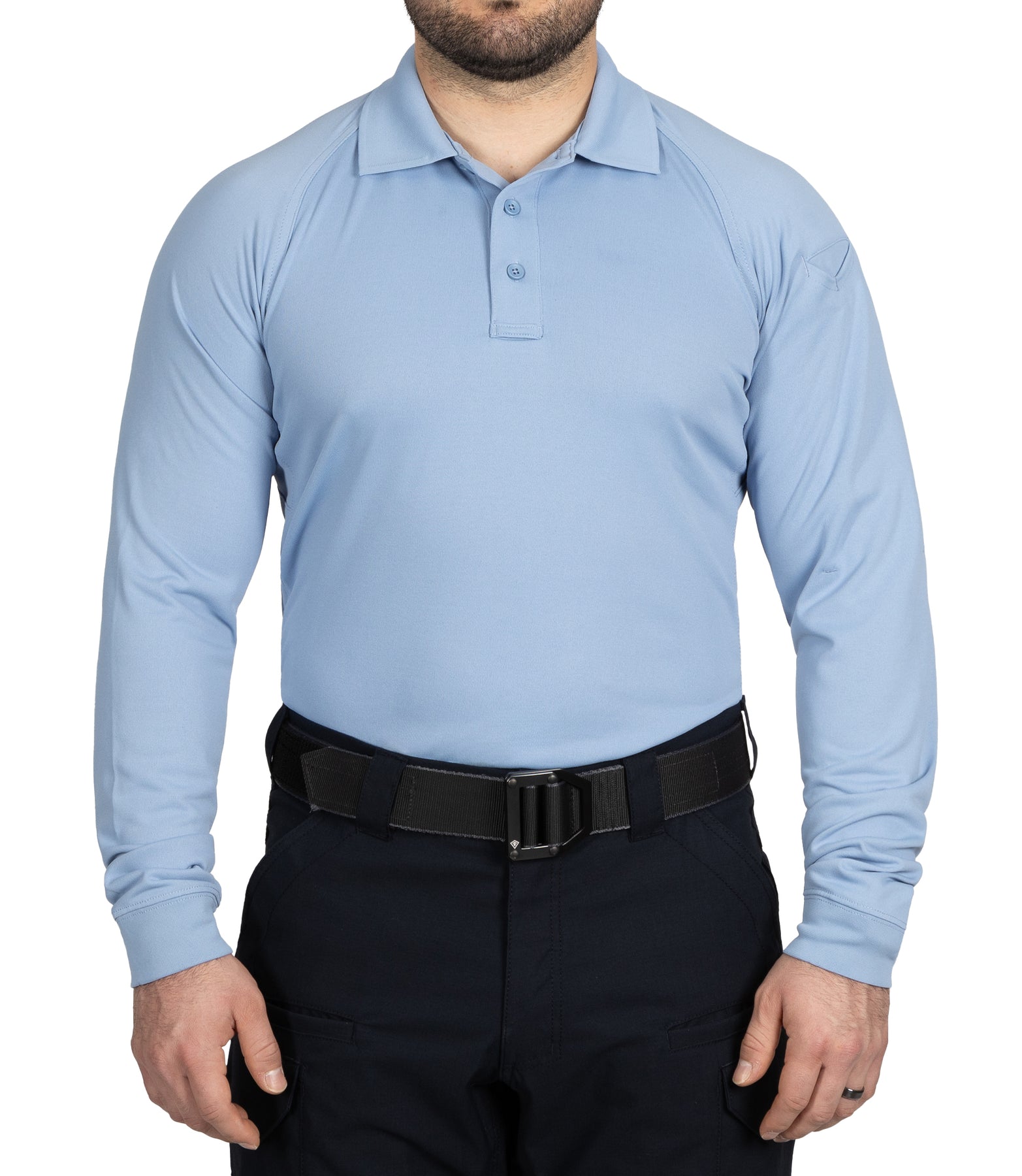 First Tactical Men's Performance Long Sleeve Polo - Medium Blue
