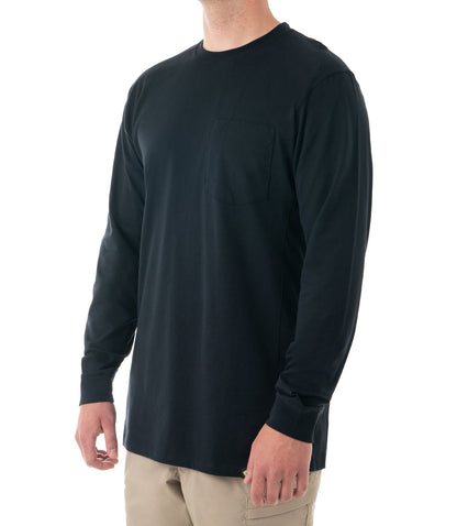 First Tactical Men's Tactix Cotton Long Sleeve T-Shirt with Chest Pocket - Midnight Navy