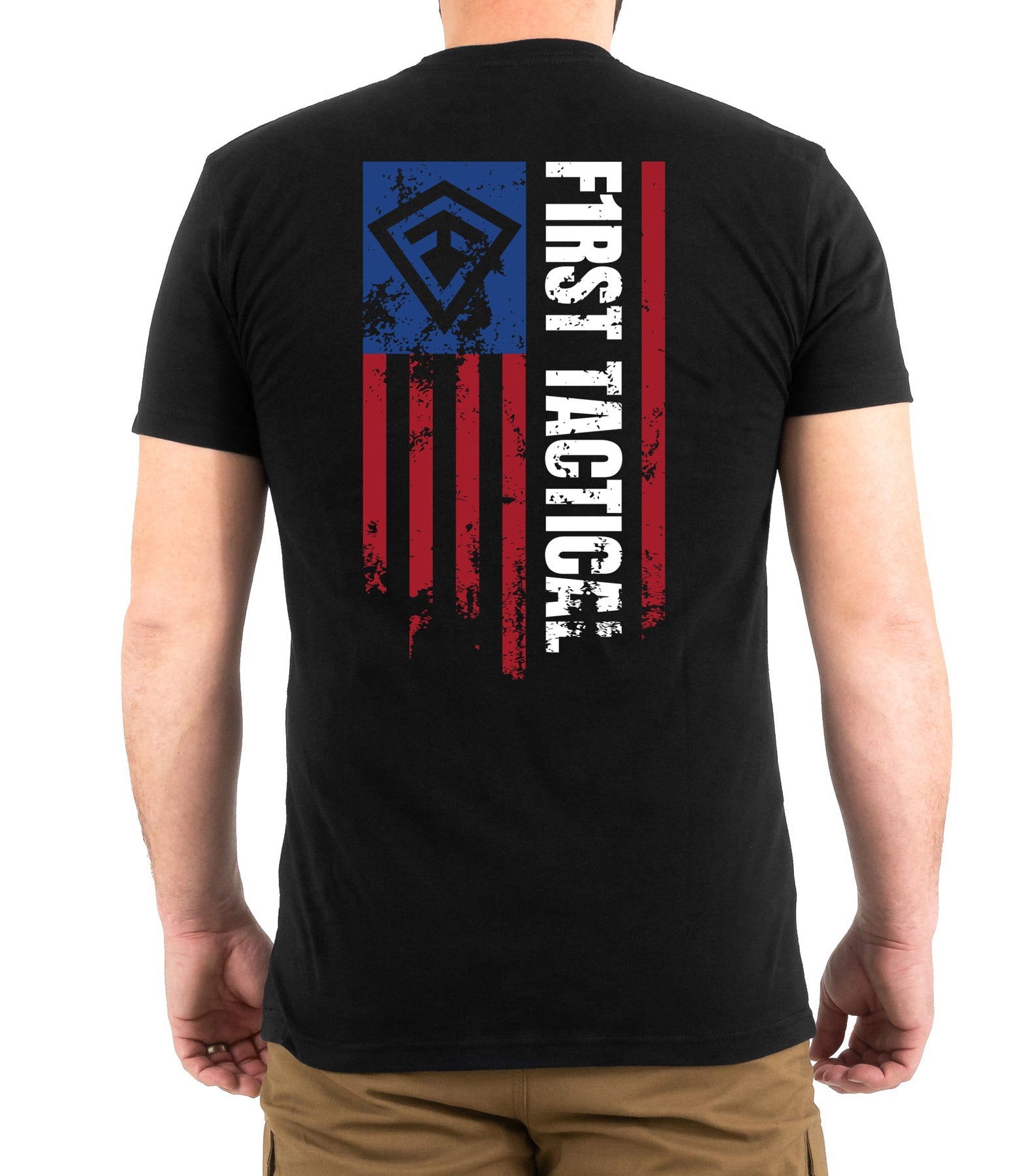 First Tactical Vertical Flag T-Shirt - Black