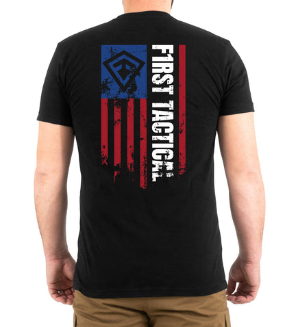 First Tactical Vertical Flag T-Shirt - Black