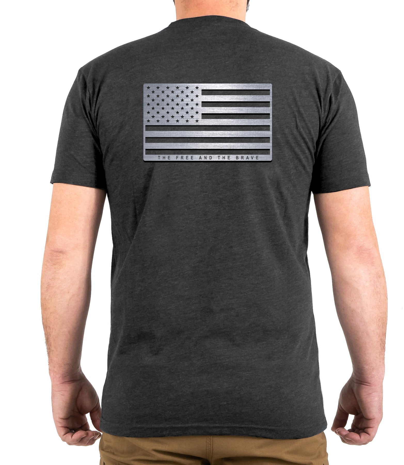 First Tactical Steel Flag T-Shirt - Charcoal Heather