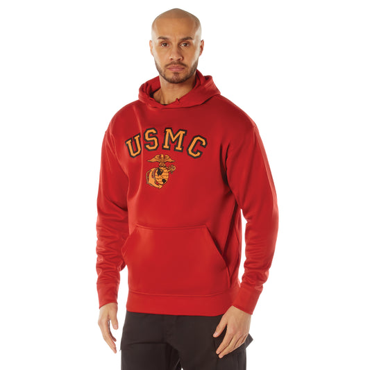 Rothco USMC Eagle, Globe, and Anchor Pullover Hooded Sweatshirt - Red