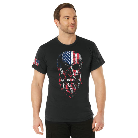 Rothco US Flag Bearded Skull T-Shirt