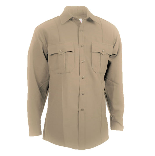 Elbeco TexTrop2 Zippered Men's Long Sleeve Polyester Shirt - Tan