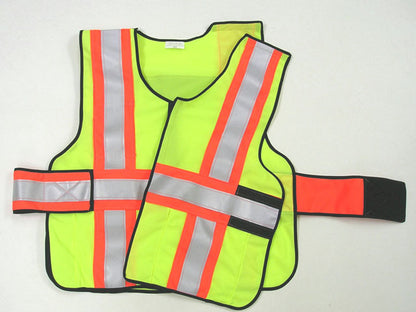 343 Fire V12-E Economy High Contrast Vest 5-Point Break-Away Vest with 4" Striping