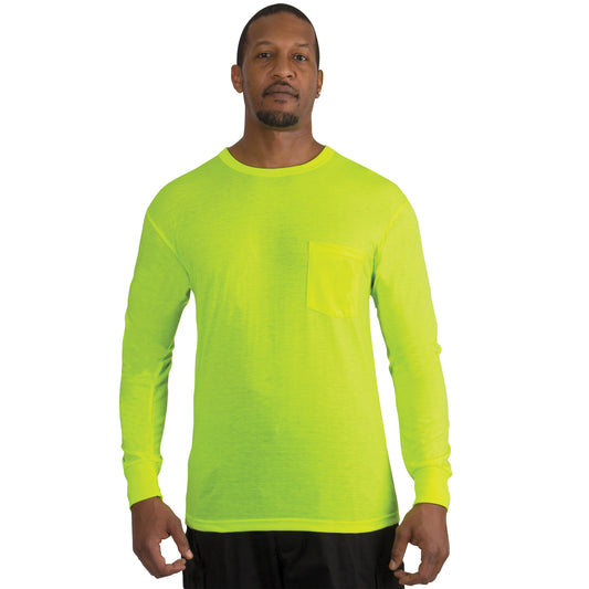 Rothco Moisture Wicking Long Sleeve Pocket T-Shirt - Safety Green