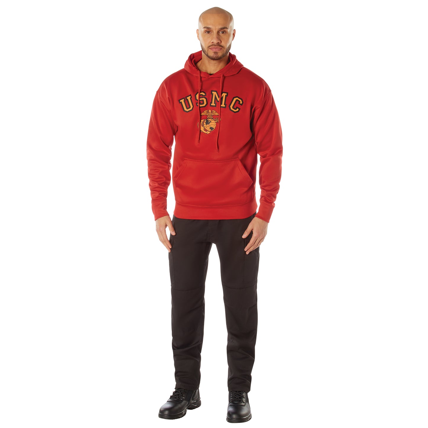 Rothco USMC Eagle, Globe, and Anchor Pullover Hooded Sweatshirt - Red