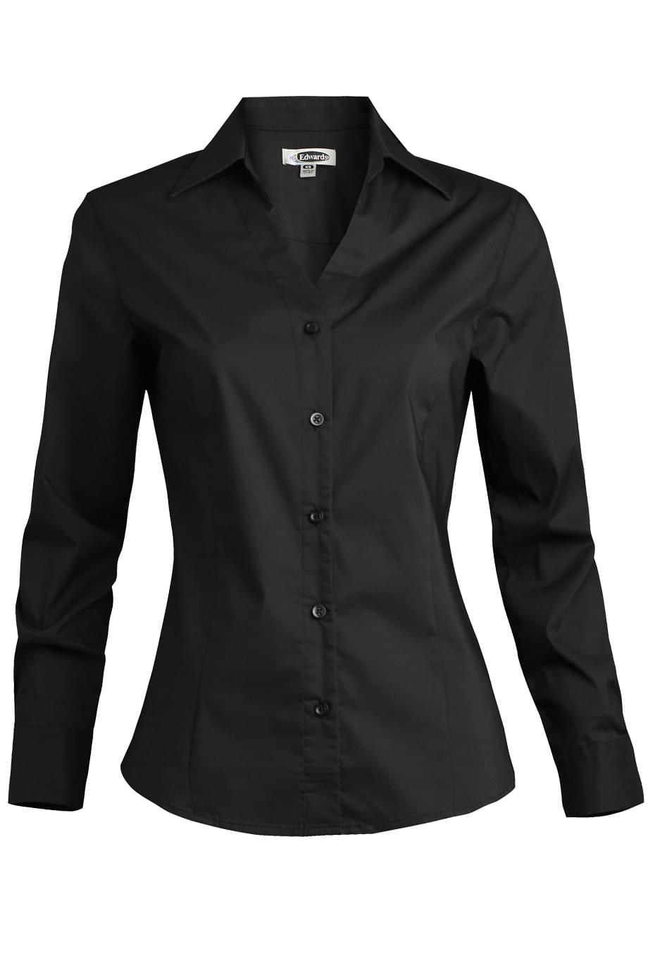 Edwards Garment Stretch Broadcloth Long Sleeve Ladies Shirt