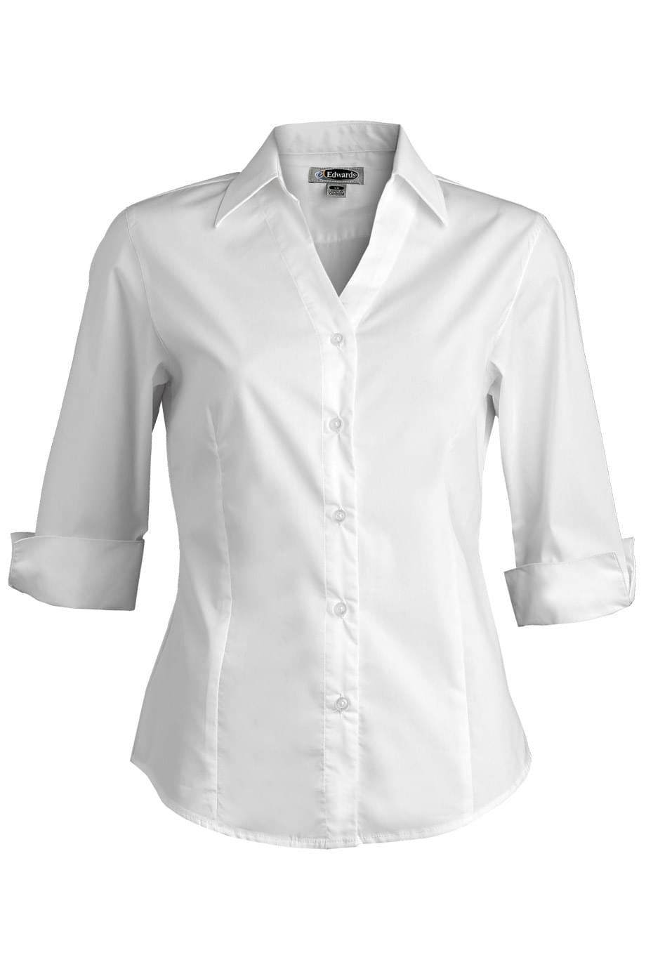 Edwards Garment Stretch Broadcloth Three Quarter Sleeve Ladies Shirt
