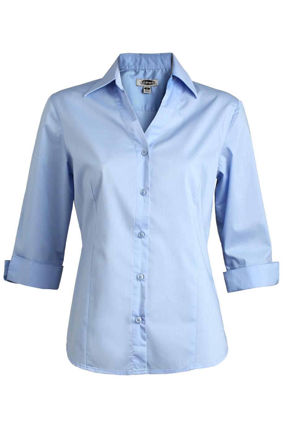 Edwards Garment Stretch Broadcloth Three Quarter Sleeve Ladies Shirt