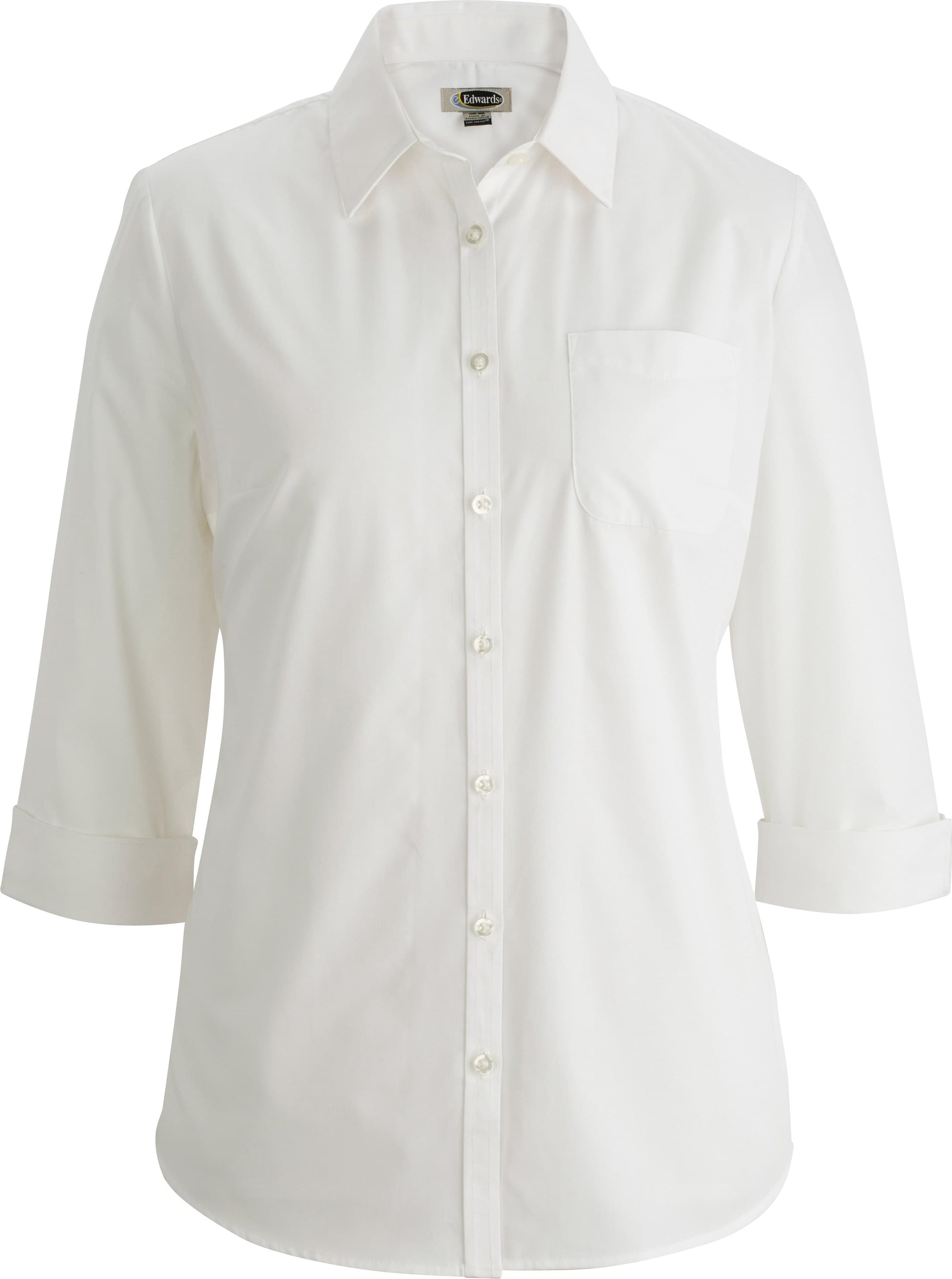 Edwards Garment Essential Broadcloth Three Quarter Sleeve Ladies Shirt