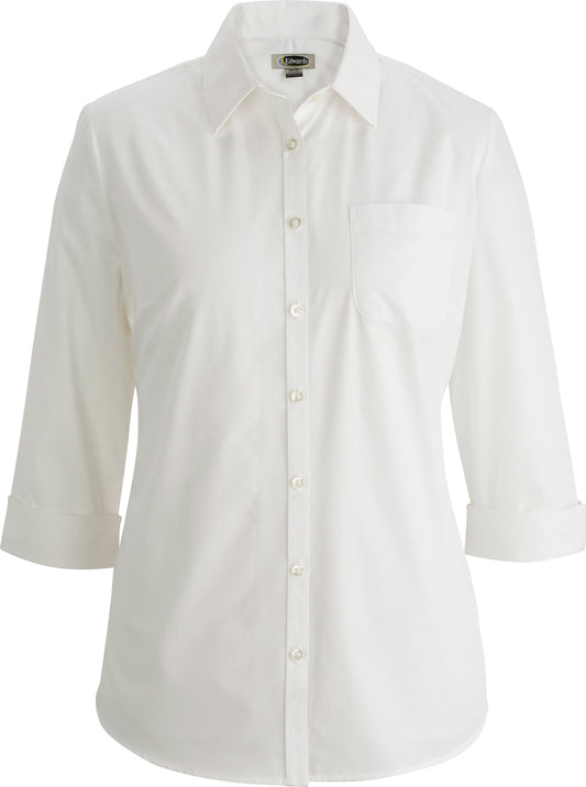 Edwards Garment Essential Broadcloth Three Quarter Sleeve Ladies Shirt