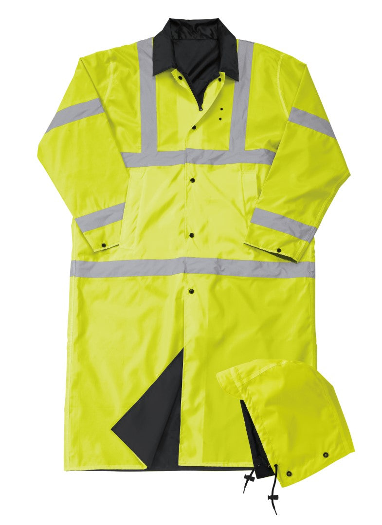 Liberty Uniform ANSI 3 Reversible Police Raincoat w/Hood Fluorescent Yellow/Black