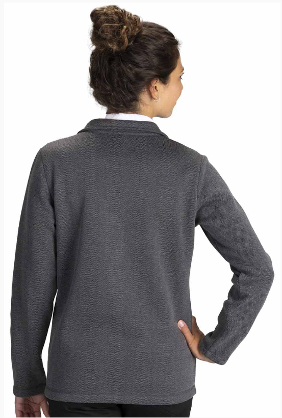 Back of Steel Herringbone Ladies' Sweater Knit Jacket