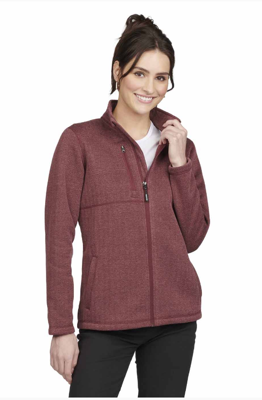 Front of Burgundy Herringbone Ladies' Sweater Knit Jacket