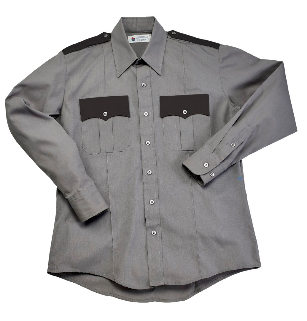 Liberty Uniform L/S Police Shirt, 65% Polyester, 35% Cotton - Grey