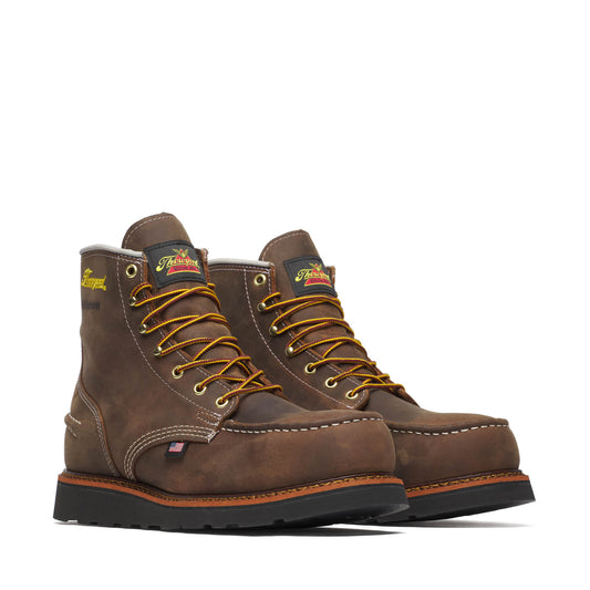 Thorogood 1957 Series – WP 6″ Crazy Horse Steel Moc Toe BLK Wedge